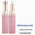 USB Rechargeable Lipstick Shaver 2 in 1 Ladies Eyebrow Trimmer