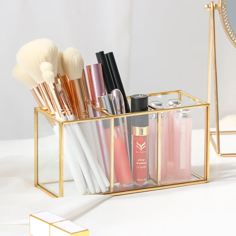 Brass Glass Cosmetic Storage Box