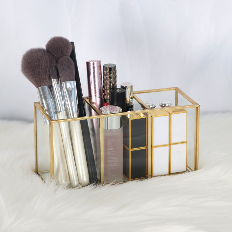 Brass Glass Cosmetic Storage Box