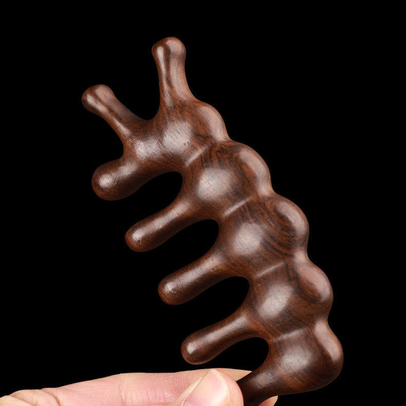 Wooden Massage Comb Unblocking Meridians Scraping Head Therapy Points