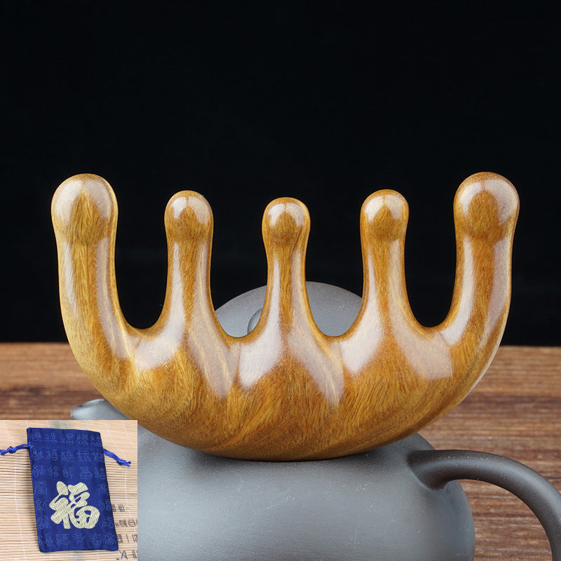 Wooden Massage Comb Unblocking Meridians Scraping Head Therapy Points