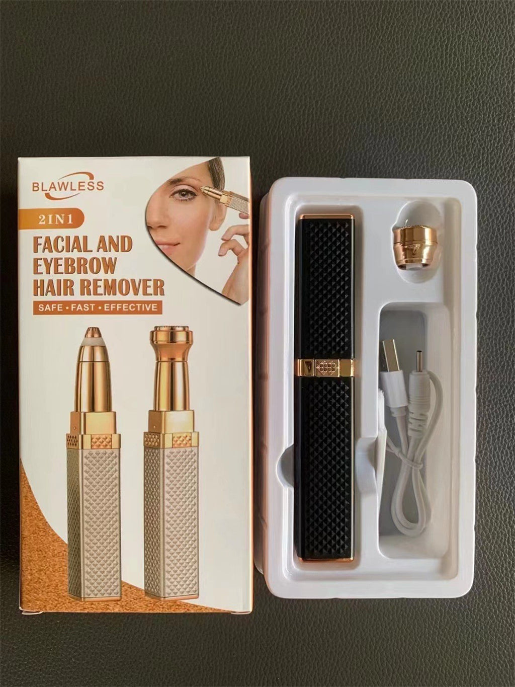 USB Rechargeable Lipstick Shaver 2 in 1 Ladies Eyebrow Trimmer