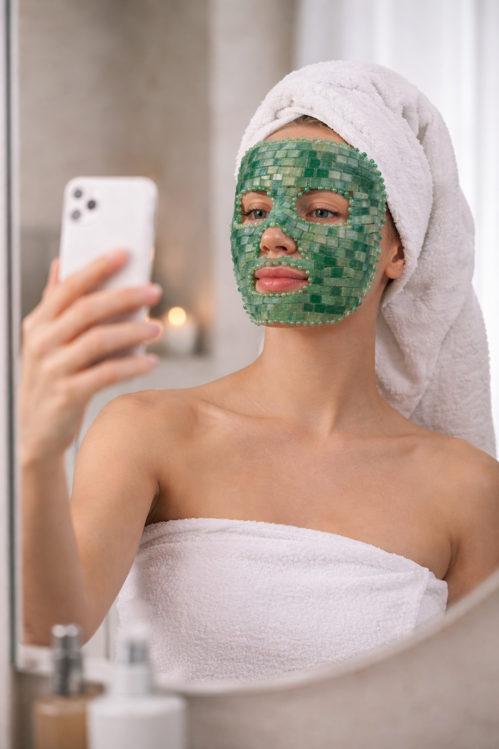 Jade Crystal Facial Mask and Luxury Cooling Gemstone Face Mask