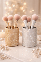 Glow by Kiara Diamond Luxe Makeup Brush Set with Crystal Holder