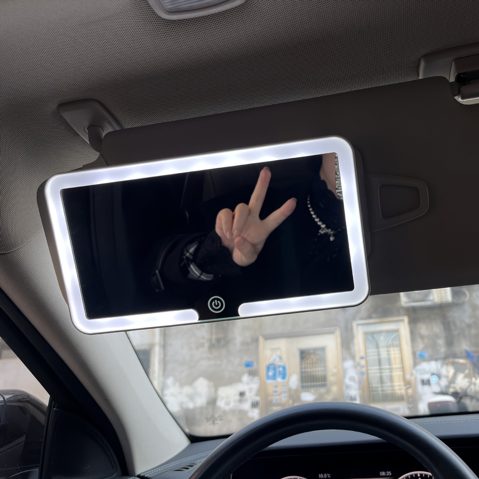 Car Makeup Mirror Sun Visor Co-pilot LED Three-color Adjustable Makeup Mirror
