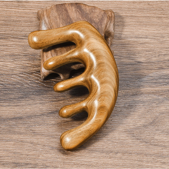 Wooden Massage Comb Unblocking Meridians Scraping Head Therapy Points