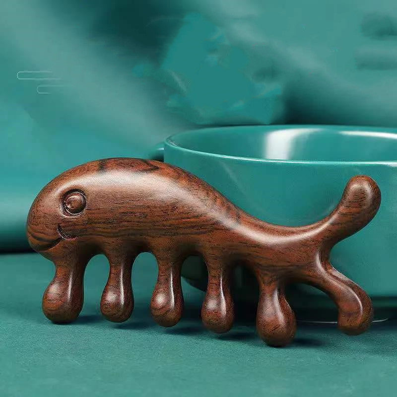 Wooden Massage Comb Unblocking Meridians Scraping Head Therapy Points