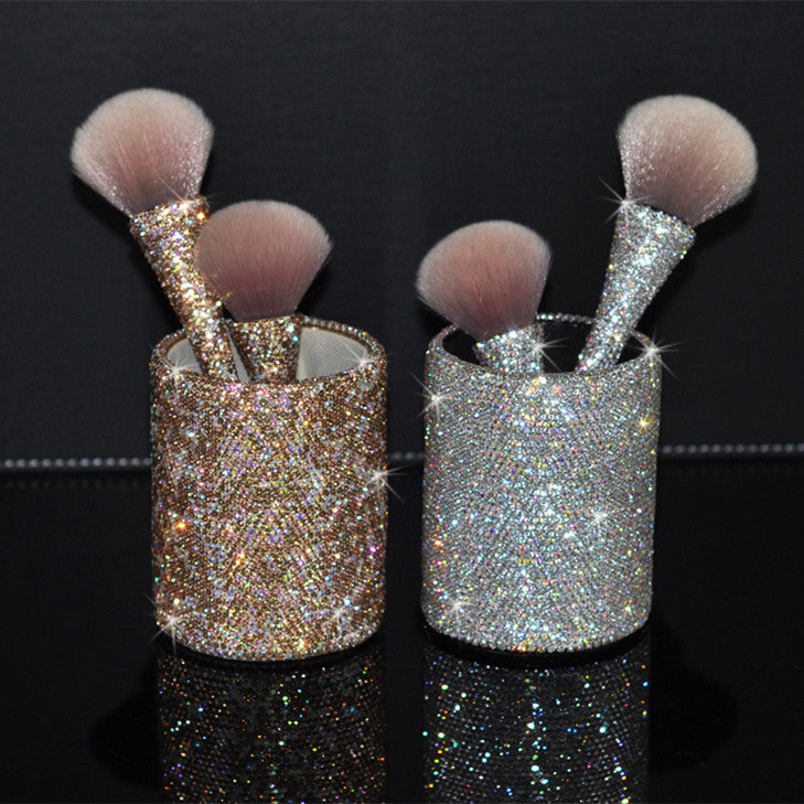 Glow by Kiara Diamond Luxe Makeup Brush Set with Crystal Holder