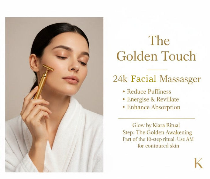 24K Gold Energy Beauty Bar T-Shape Facial Massager for Lifting, Firming & Glow
